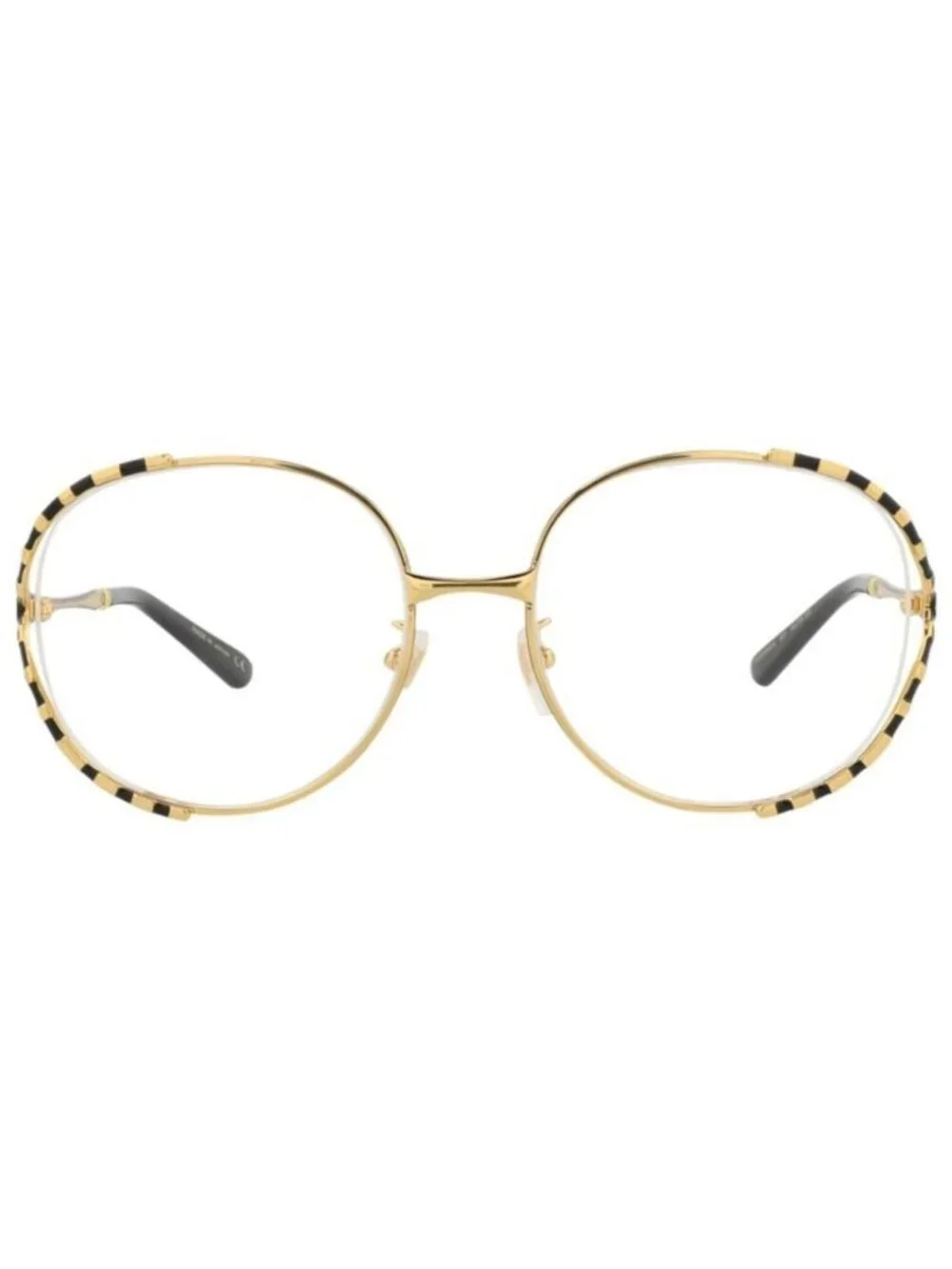 New Gucci Womens Round/Oval Gold Black Transparent Fashion Designer Eyeglasses